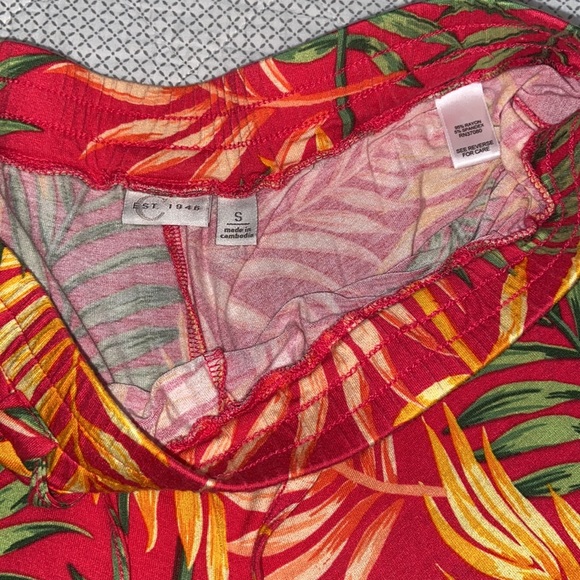 C est 1946 orange tropical print casual wide leg pants, size large - Picture 4 of 6